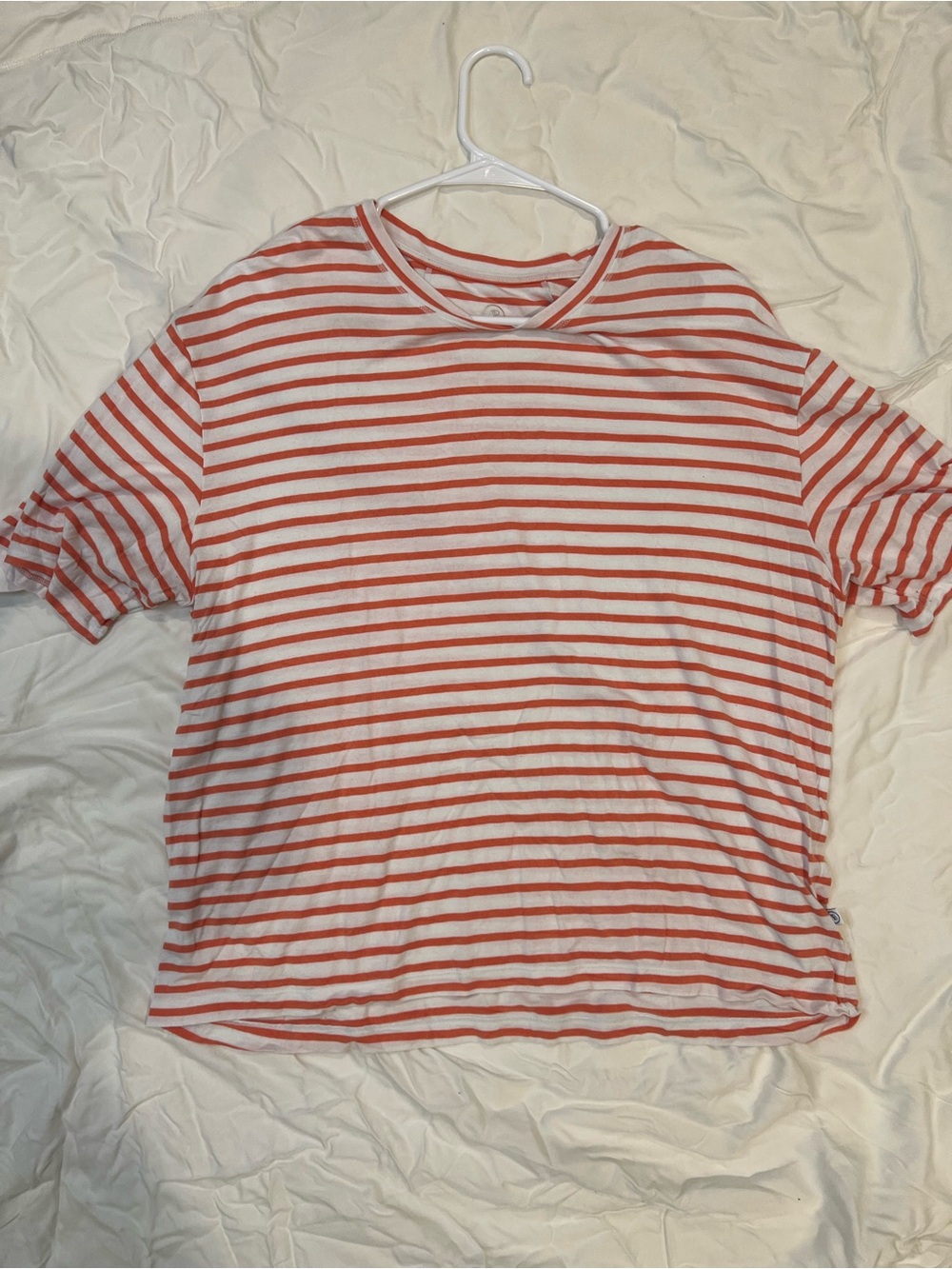 Addison Bay Orange and White Stripe Short Sleeve Size L